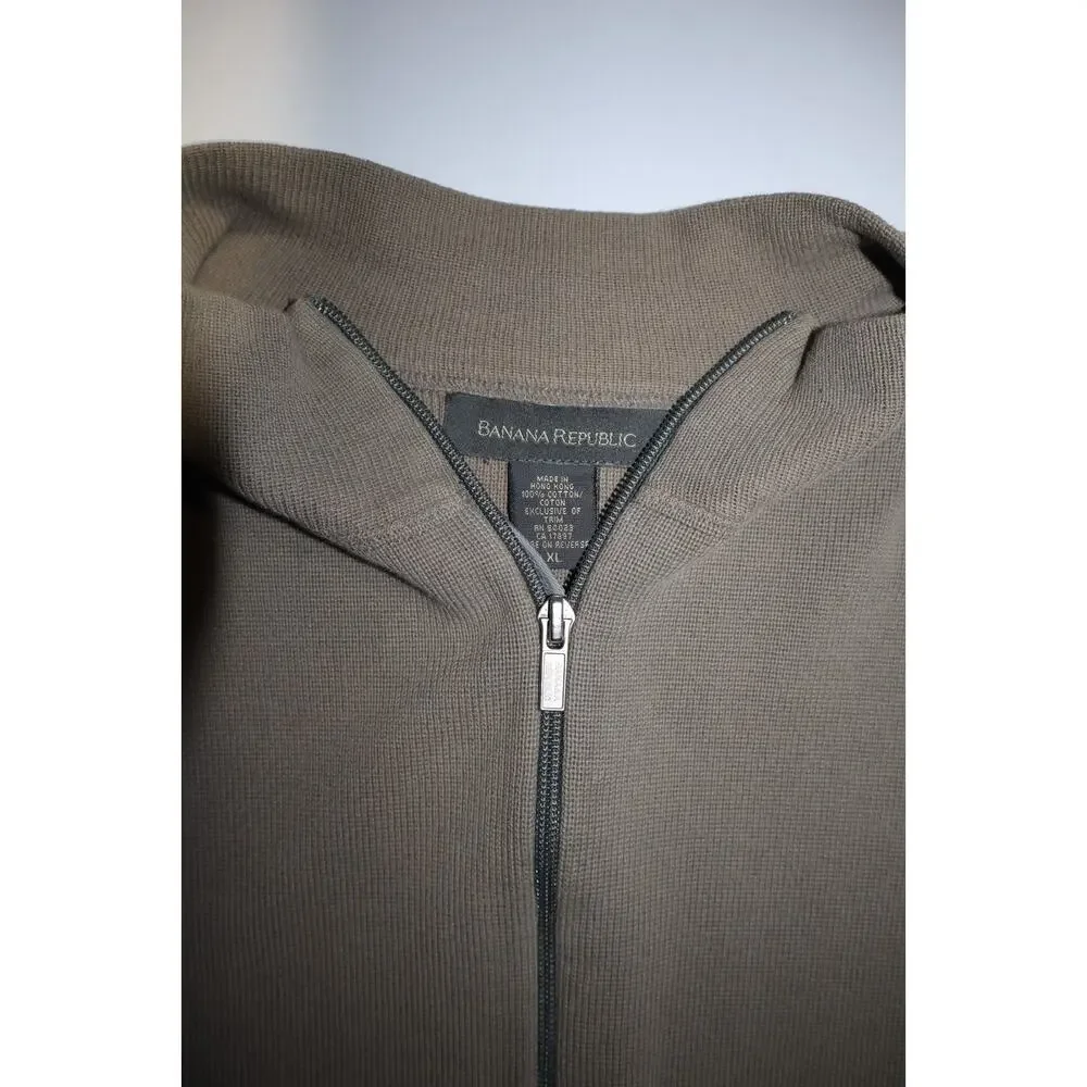 Vintage Pocket Banana Republic Men's Waffle Quarter‎ Zip Pullover, Tan, Size XL